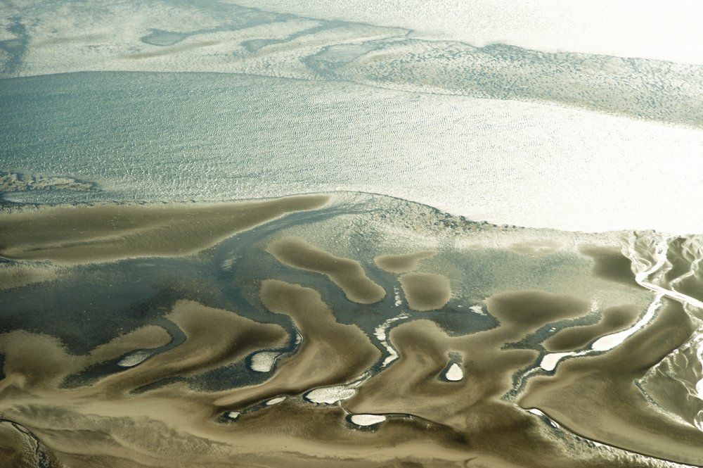 Légi felvétel a németországi Schleswig-Holstein Wadden-tenger Nemzeti Parkból